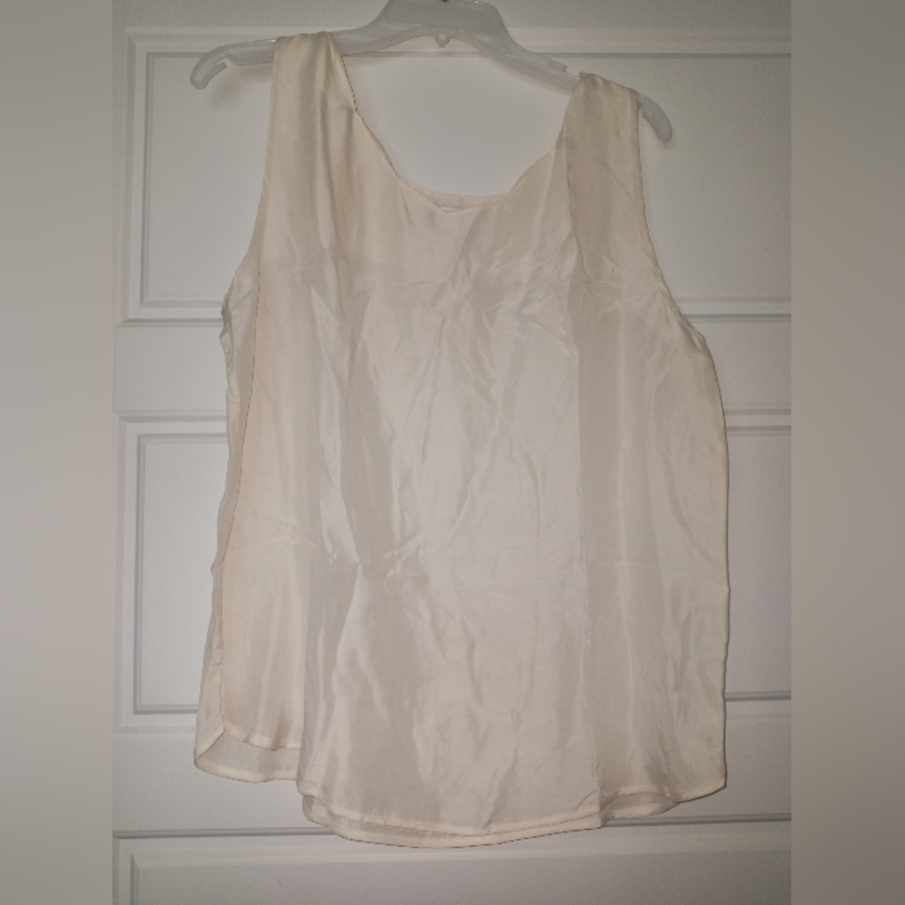 Vintage energy joule energy white silk sleeveless blouse size large